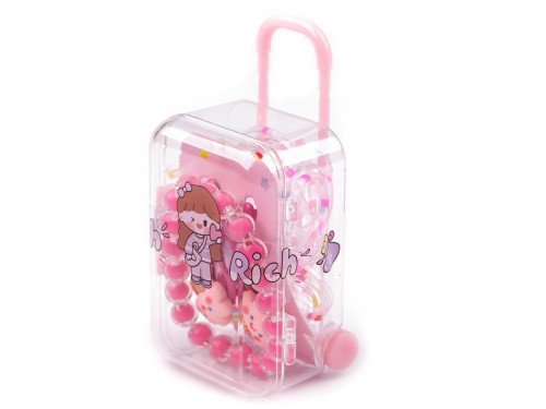  Dětský náramek, pukačky a gumičky v boxu kufr 4 pink duha